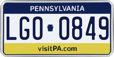 PA license plate LGO0849