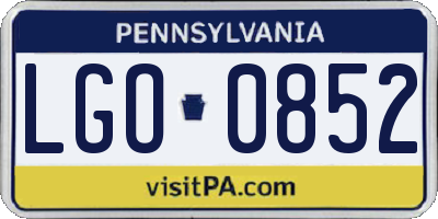PA license plate LGO0852