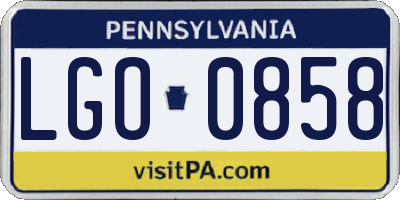 PA license plate LGO0858