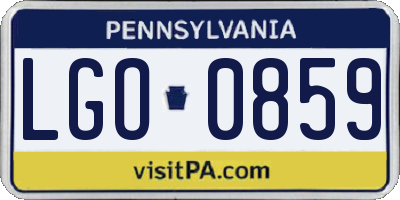 PA license plate LGO0859