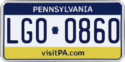 PA license plate LGO0860