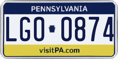 PA license plate LGO0874