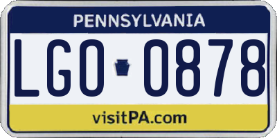 PA license plate LGO0878