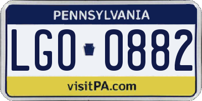PA license plate LGO0882