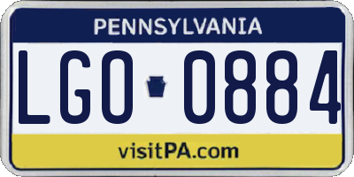 PA license plate LGO0884
