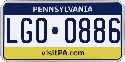 PA license plate LGO0886