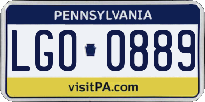PA license plate LGO0889