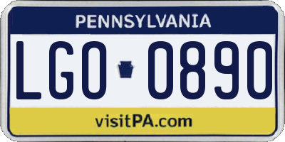 PA license plate LGO0890