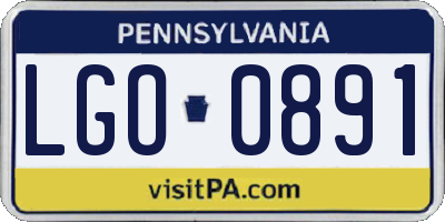 PA license plate LGO0891