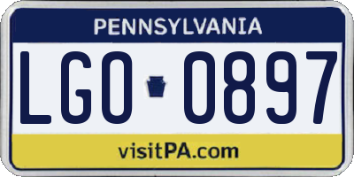PA license plate LGO0897
