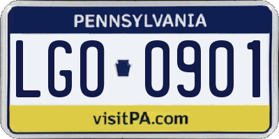 PA license plate LGO0901