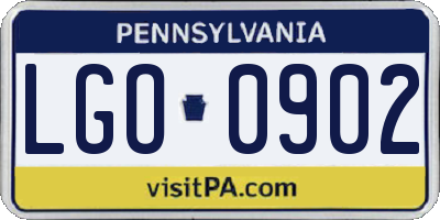 PA license plate LGO0902