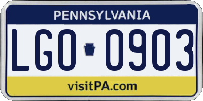 PA license plate LGO0903