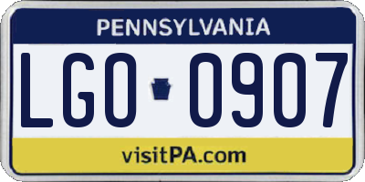 PA license plate LGO0907