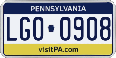 PA license plate LGO0908