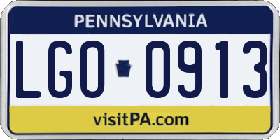 PA license plate LGO0913