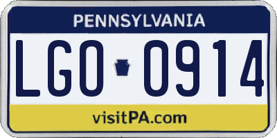 PA license plate LGO0914