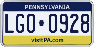 PA license plate LGO0928
