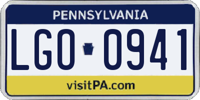 PA license plate LGO0941