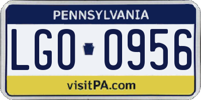 PA license plate LGO0956