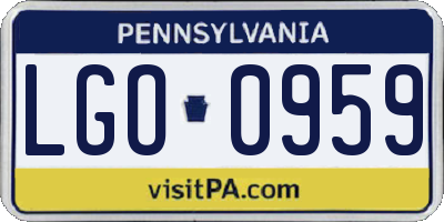 PA license plate LGO0959