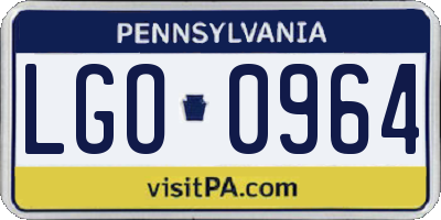 PA license plate LGO0964