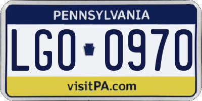 PA license plate LGO0970