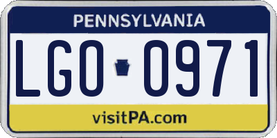 PA license plate LGO0971