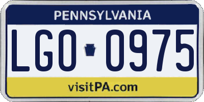 PA license plate LGO0975