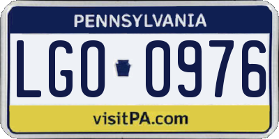 PA license plate LGO0976