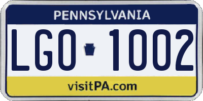 PA license plate LGO1002