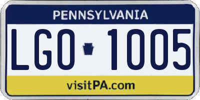 PA license plate LGO1005