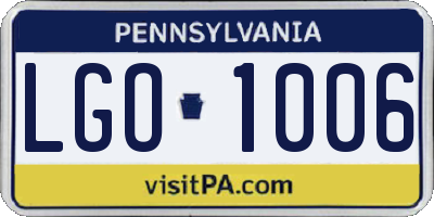 PA license plate LGO1006