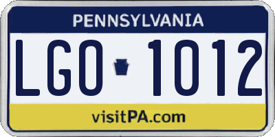 PA license plate LGO1012