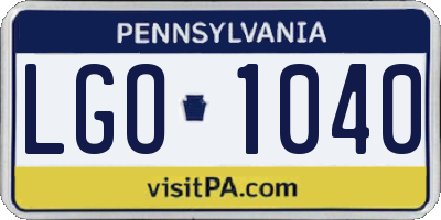 PA license plate LGO1040
