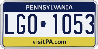 PA license plate LGO1053