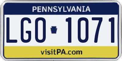 PA license plate LGO1071