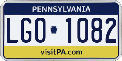 PA license plate LGO1082