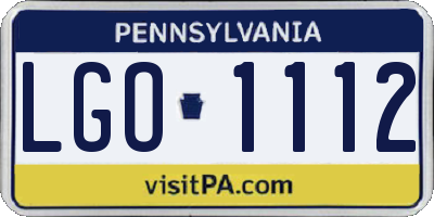 PA license plate LGO1112