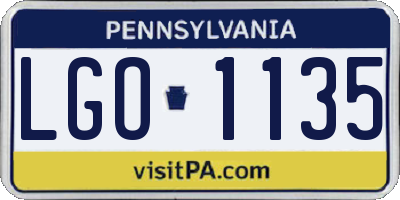 PA license plate LGO1135