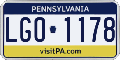 PA license plate LGO1178