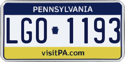 PA license plate LGO1193