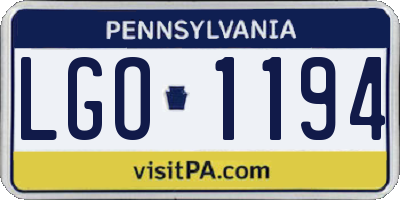 PA license plate LGO1194
