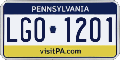 PA license plate LGO1201