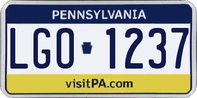 PA license plate LGO1237