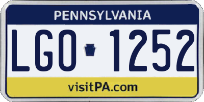 PA license plate LGO1252