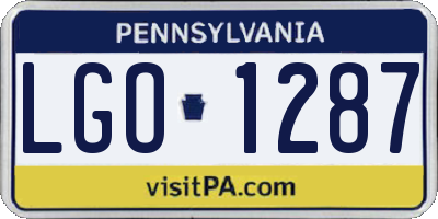 PA license plate LGO1287