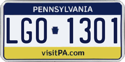 PA license plate LGO1301