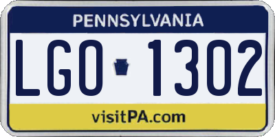 PA license plate LGO1302