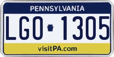 PA license plate LGO1305
